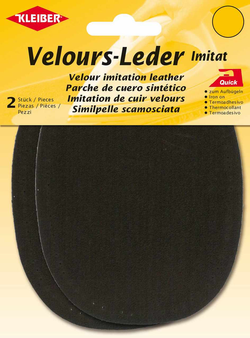 Velour-Leder Imitat Flecken ca. 13x10 cm 03 dunkelbraun 2 Stück