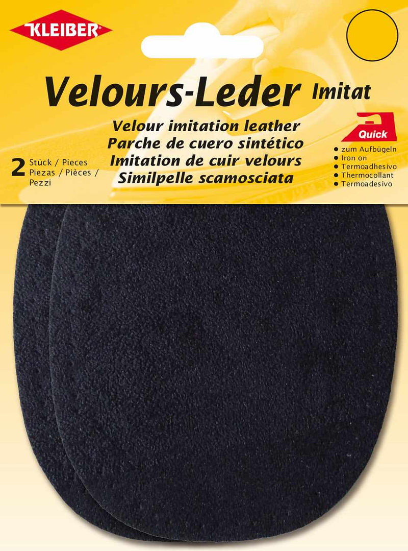 Velour-Leder Imitat Flecken ca. 13x10 cm 04 dunkelblau 2 Stück