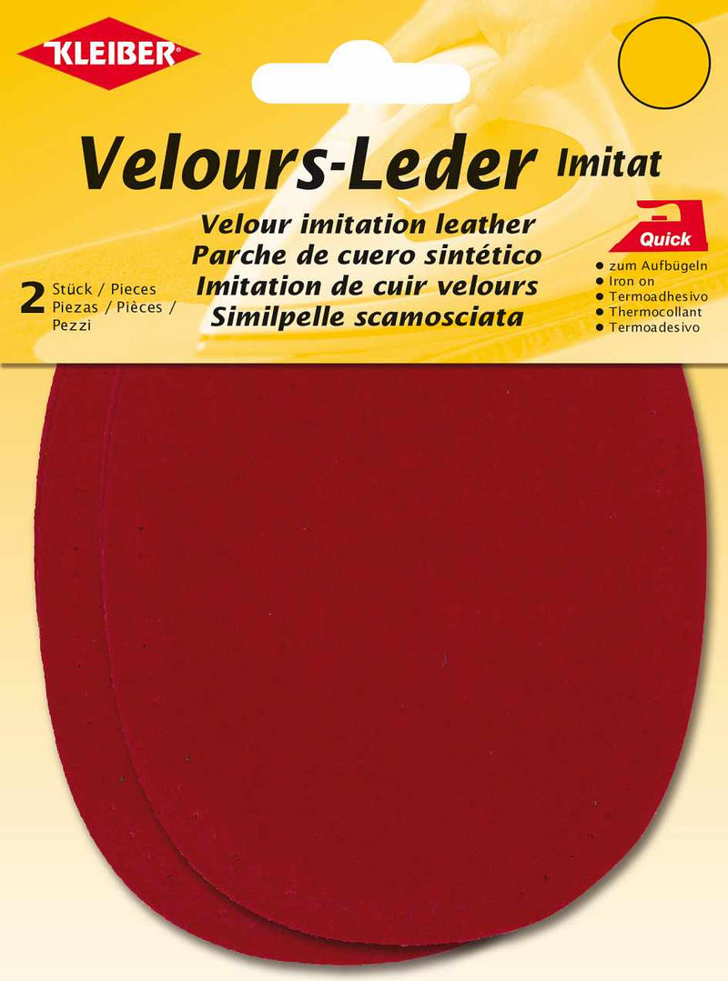 Velour-Leder Imitat Flecken ca. 13x10 cm 05 rot 2 Stück