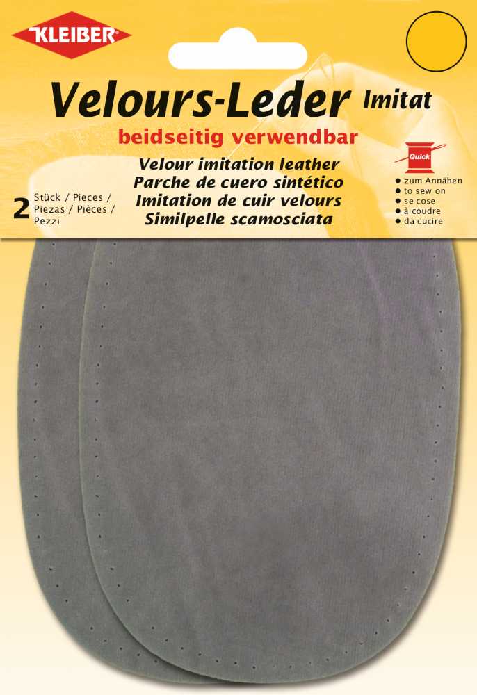 Velour-Leder-Imitat beiseitig verwendbar ca. 10x15 cm 01 mittelgrau 2 Stück