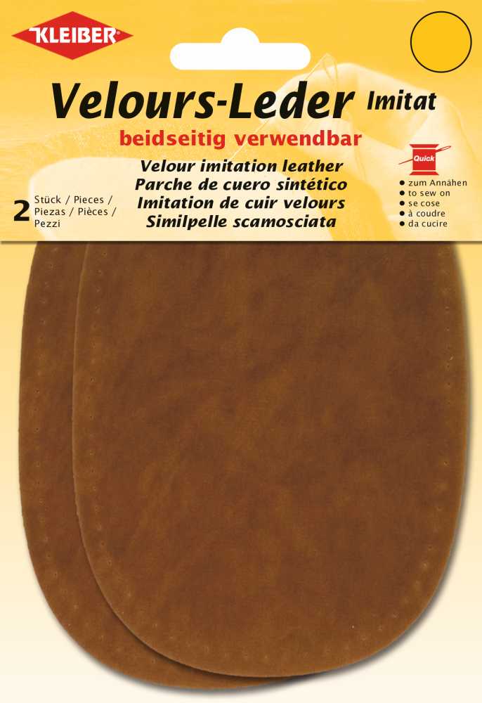 Velour-Leder-Imitat beiseitig verwendbar ca. 10x15 cm 09 mittelbraun 2 Stück