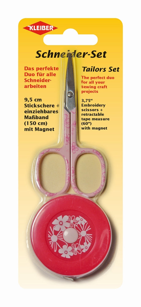 Schneider-Set Schere ca. 9,5 cm, Maßband 150 cm pink