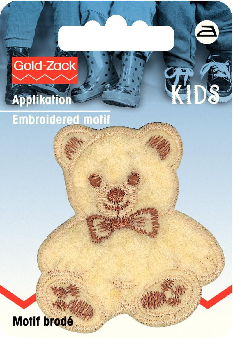 Applikationen - Kids and Hits - aufbügelbar Teddy klein Flausch beige ca. 5,0x5,5 cm farbig