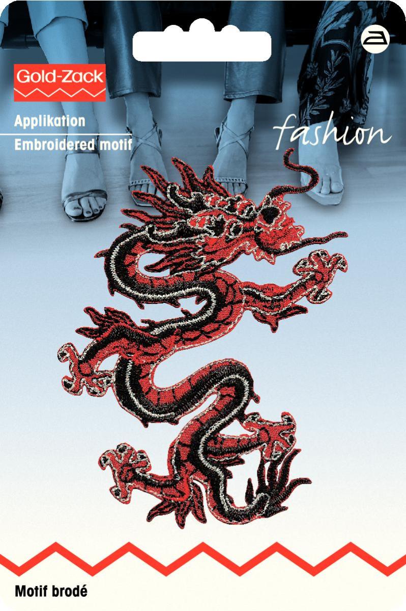 Applikationen - Fashion and Home - aufbügelbar Asien Drache ca. 5,0x8,0 cm rot/schwarz