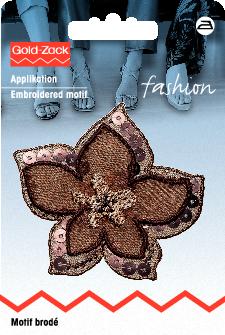Applikationen - Fashion and Home - aufbügelbar Blume Organza mit Pailletten braun