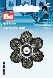Applikationen - Fashion and Home - aufbügelbar Blume klein ca. 4,5x4,5 cm schwarz/weiß