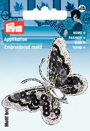 Applikationen - Fashion and Home - aufbügelbar Schmetterling ca. 2,0x6,0 cm schwarz/weiß