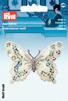 Applikationen - Fashion and Home - aufbügelbar Schmetterling ca. 2,0x6,0 cm silber