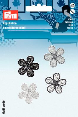 Applikationen - Fashion and Home - aufbügelbar Blumen klein selbstklebend aufbügelbar ca. 2,5x2,5 cm schwarz