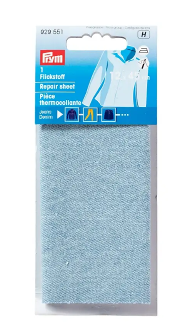 Flickstoff Jeans zum Aufbügeln 12x45 cm hellblau